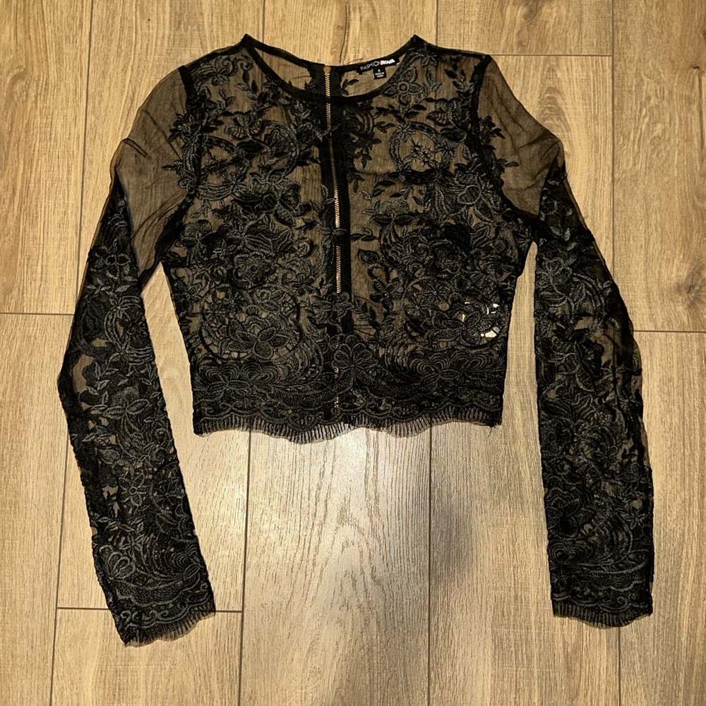 Embroidered black top